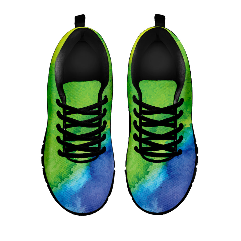 Watercolor Rainbow LGBT Pride Print Black Sneakers
