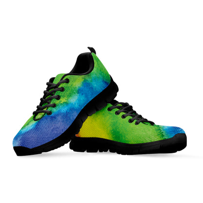 Watercolor Rainbow LGBT Pride Print Black Sneakers