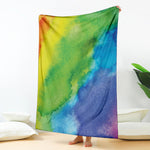 Watercolor Rainbow LGBT Pride Print Blanket