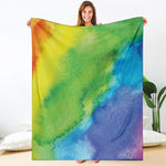 Watercolor Rainbow LGBT Pride Print Blanket