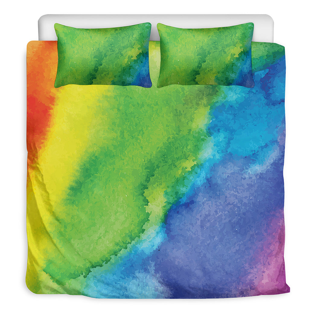 Watercolor Rainbow LGBT Pride Print Duvet Cover Bedding Set