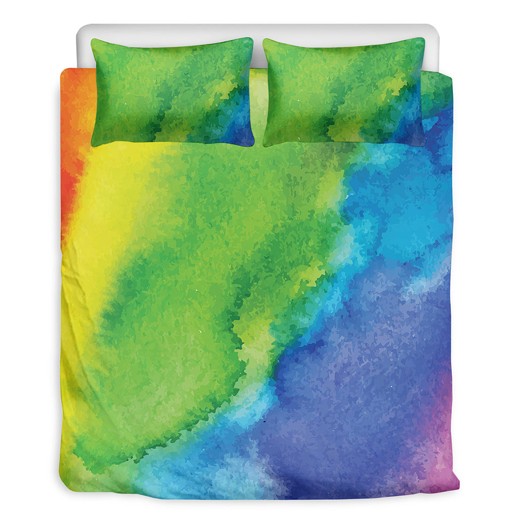 Watercolor Rainbow LGBT Pride Print Duvet Cover Bedding Set