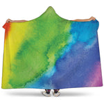 Watercolor Rainbow LGBT Pride Print Hooded Blanket