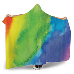 Watercolor Rainbow LGBT Pride Print Hooded Blanket