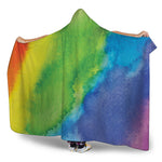 Watercolor Rainbow LGBT Pride Print Hooded Blanket