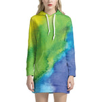 Watercolor Rainbow LGBT Pride Print Hoodie Dress