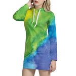 Watercolor Rainbow LGBT Pride Print Hoodie Dress
