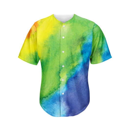 Watercolor Rainbow LGBT Pride Print Men's Baseball Jersey