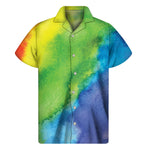 Watercolor Rainbow LGBT Pride Print Men's Short Sleeve Shirt