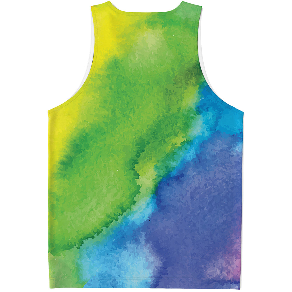 Watercolor Rainbow LGBT Pride Print Men's Tank Top