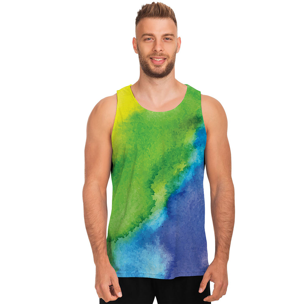 Watercolor Rainbow LGBT Pride Print Men's Tank Top