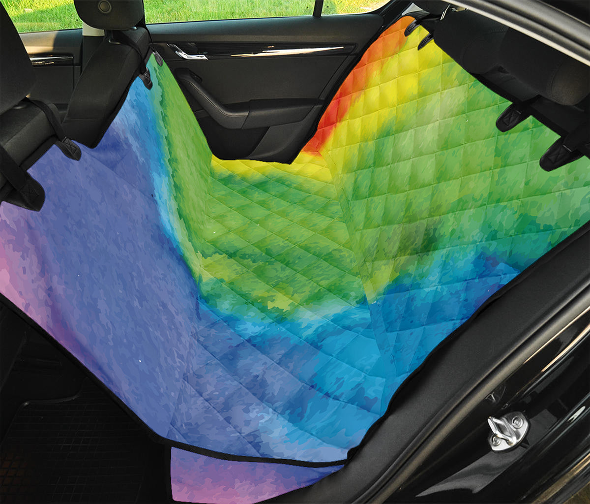 Watercolor Rainbow LGBT Pride Print Pet Car Back Seat Cover
