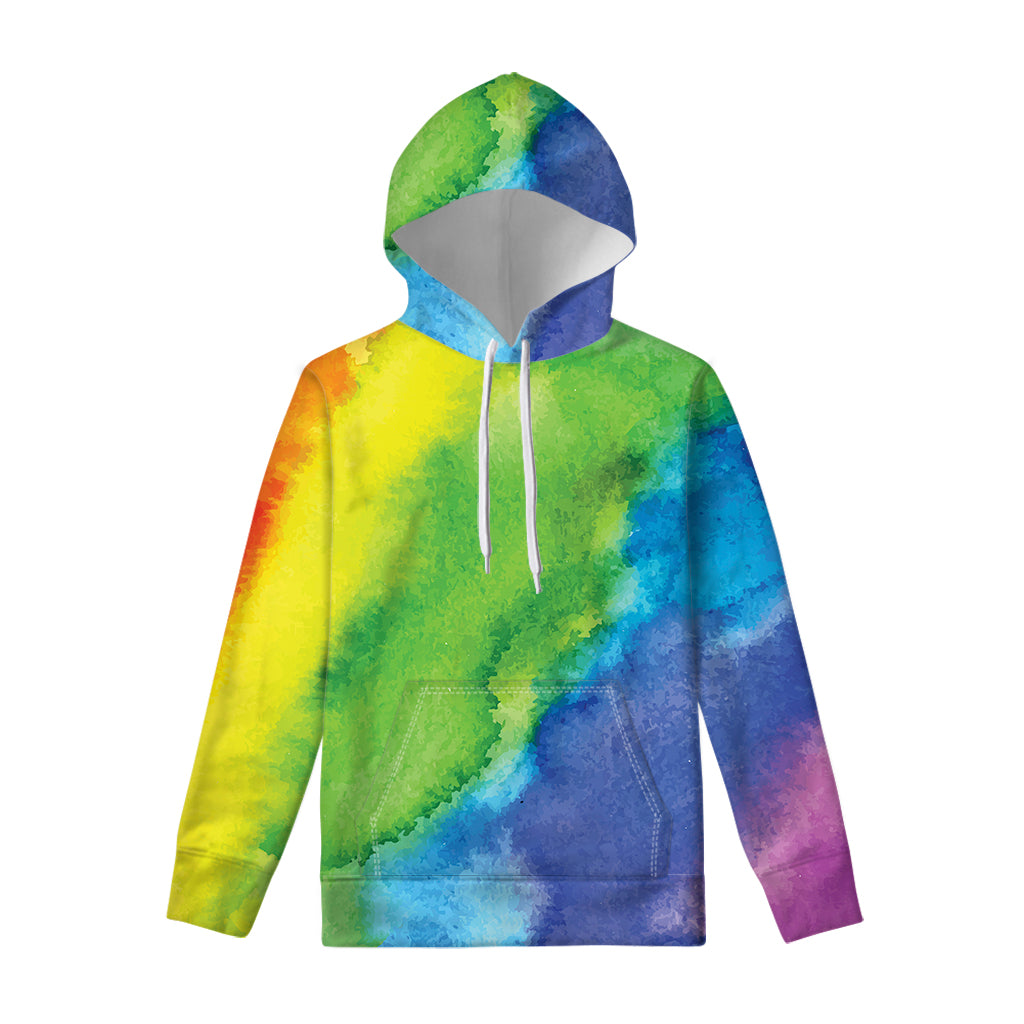 Watercolor Rainbow LGBT Pride Print Pullover Hoodie