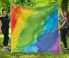 Watercolor Rainbow LGBT Pride Print Quilt