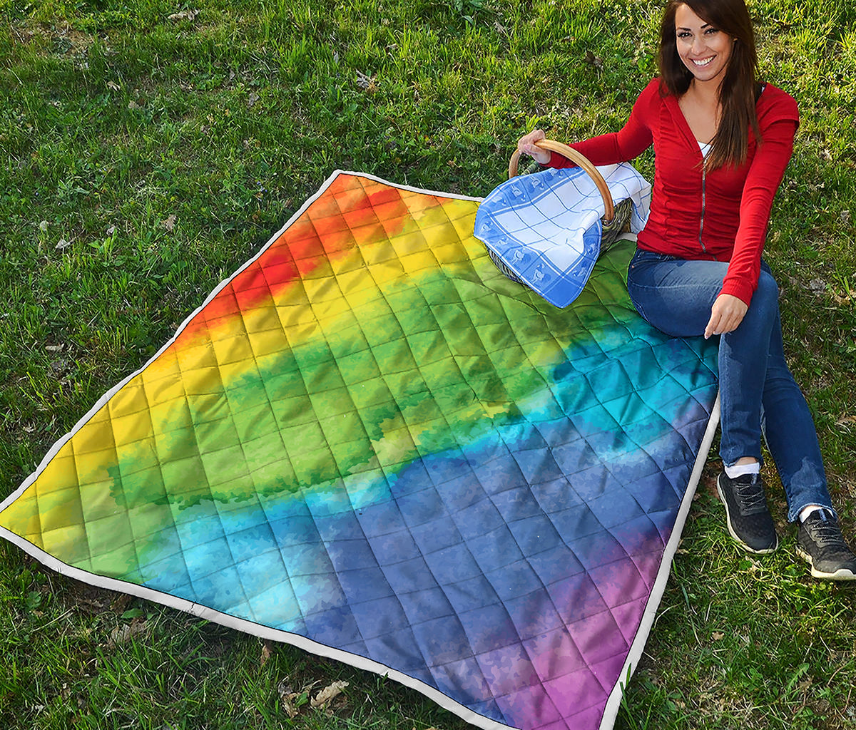 Watercolor Rainbow LGBT Pride Print Quilt