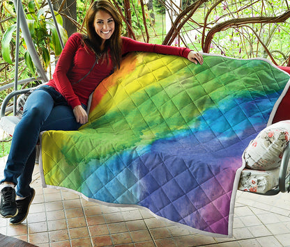 Watercolor Rainbow LGBT Pride Print Quilt