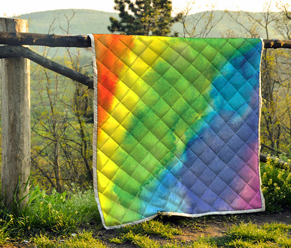 Watercolor Rainbow LGBT Pride Print Quilt