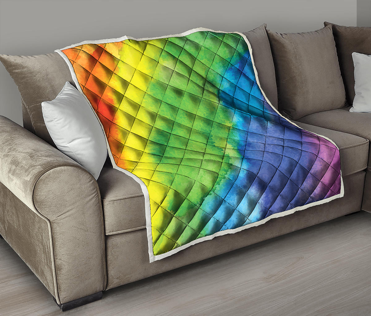 Watercolor Rainbow LGBT Pride Print Quilt