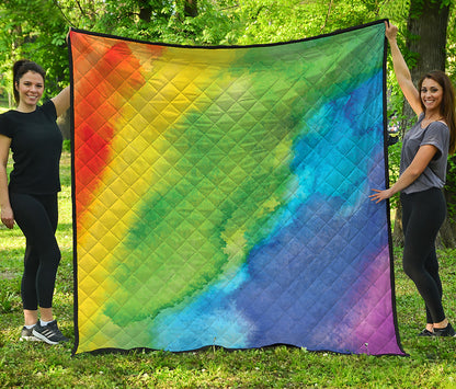 Watercolor Rainbow LGBT Pride Print Quilt