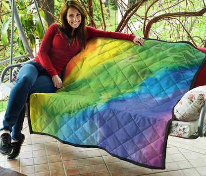 Watercolor Rainbow LGBT Pride Print Quilt