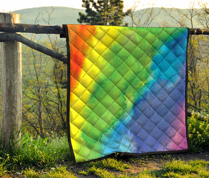 Watercolor Rainbow LGBT Pride Print Quilt