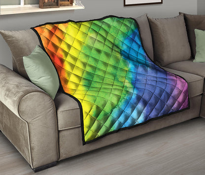 Watercolor Rainbow LGBT Pride Print Quilt