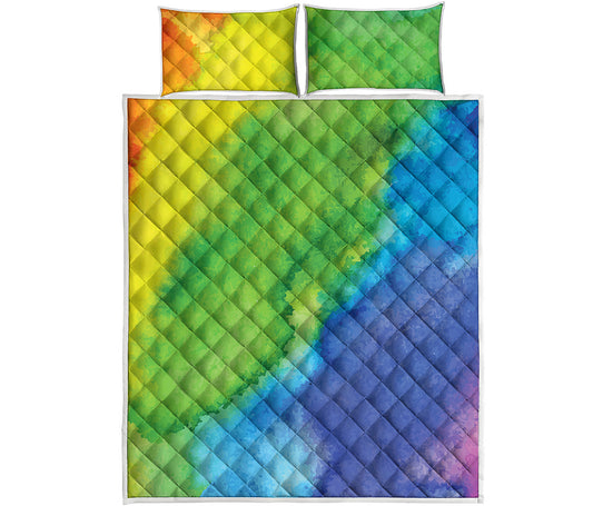 Watercolor Rainbow LGBT Pride Print Quilt Bed Set