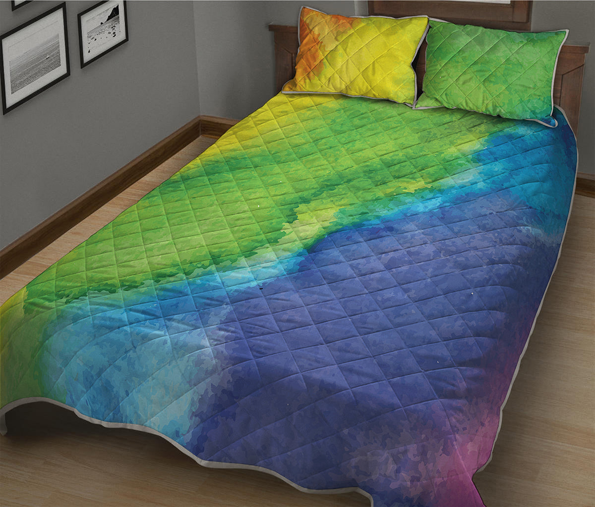 Watercolor Rainbow LGBT Pride Print Quilt Bed Set