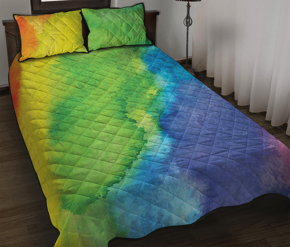 Watercolor Rainbow LGBT Pride Print Quilt Bed Set