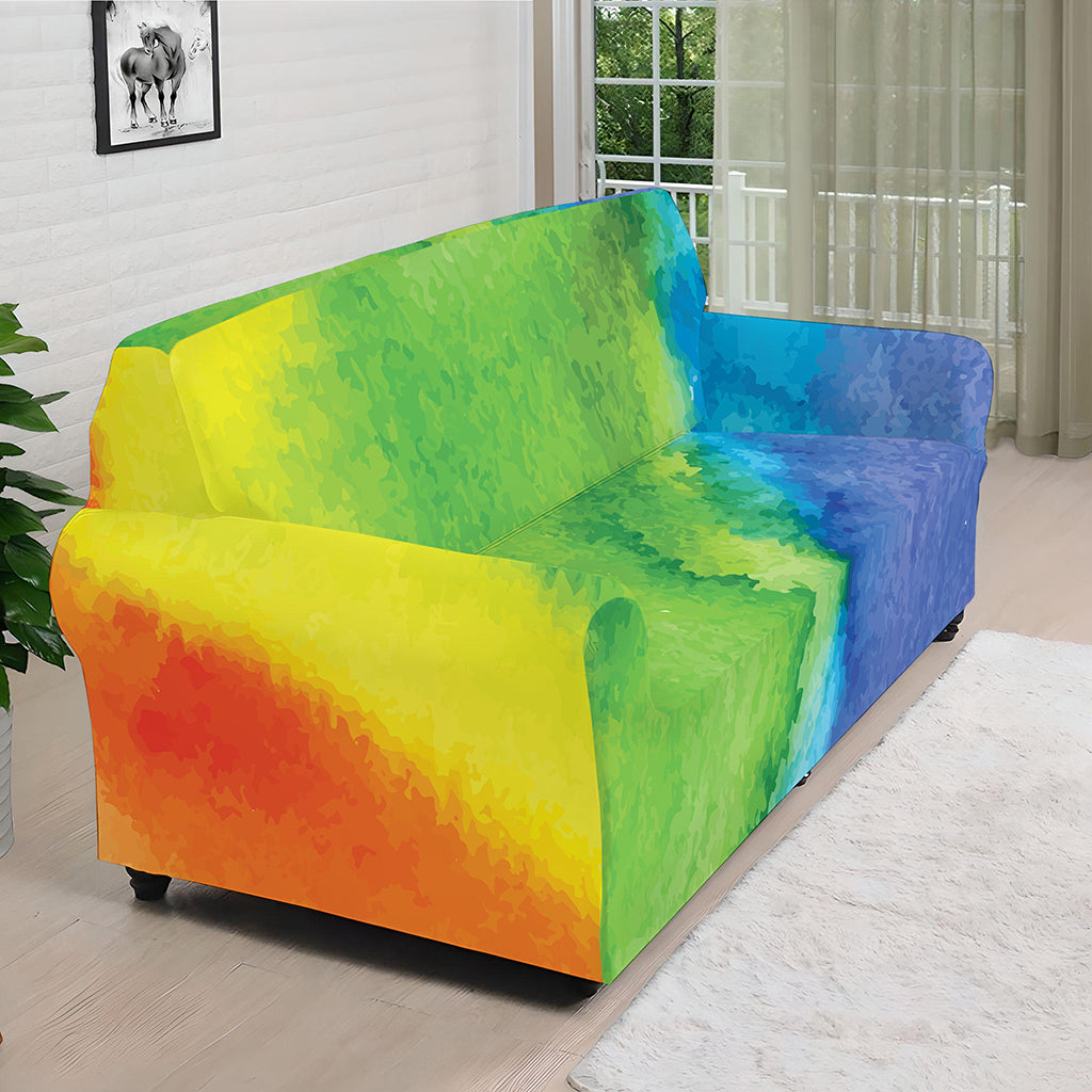 Watercolor Rainbow LGBT Pride Print Sofa Cover