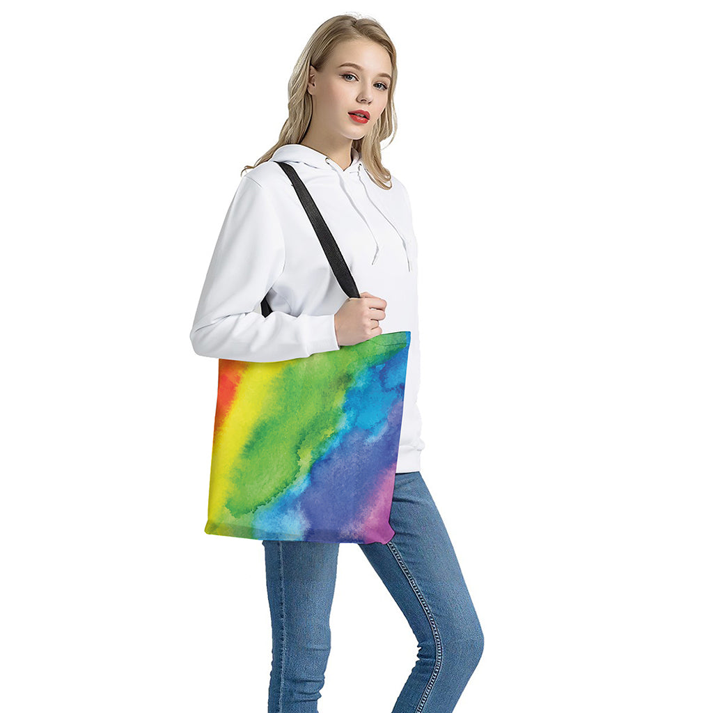 Watercolor Rainbow LGBT Pride Print Tote Bag