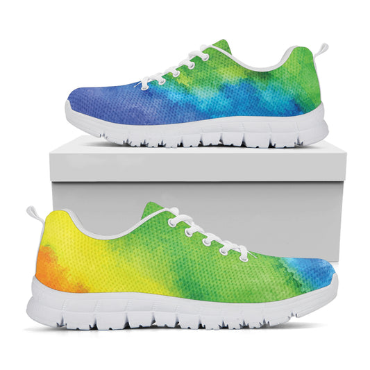 Watercolor Rainbow LGBT Pride Print White Sneakers