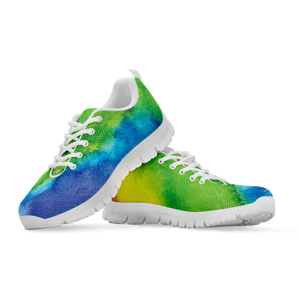 Watercolor Rainbow LGBT Pride Print White Sneakers