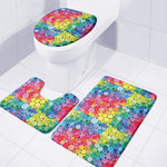 Watercolor Rainbow Pattern Print 3 Piece Bath Mat Set