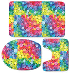 Watercolor Rainbow Pattern Print 3 Piece Bath Mat Set