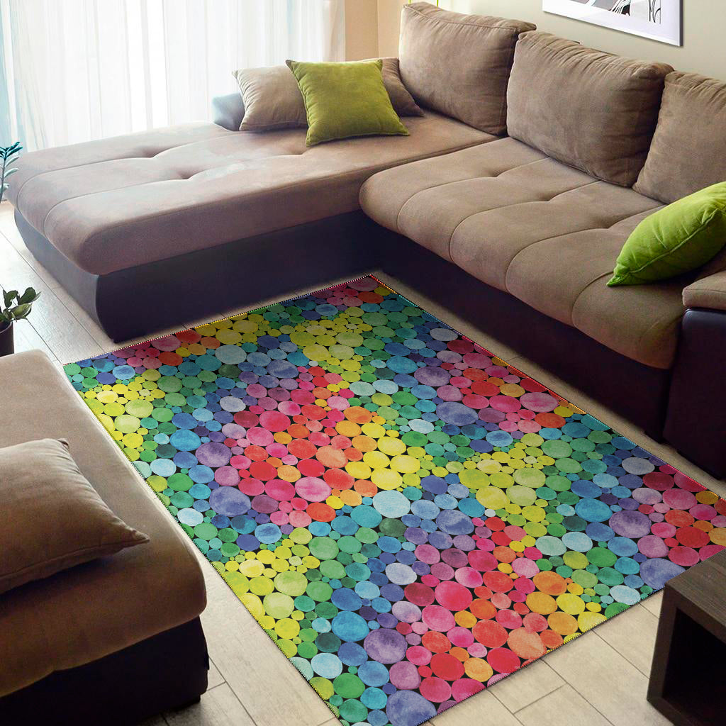 Watercolor Rainbow Pattern Print Area Rug