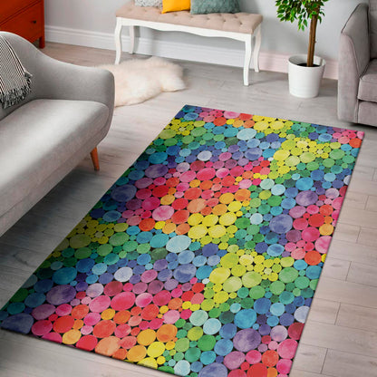 Watercolor Rainbow Pattern Print Area Rug