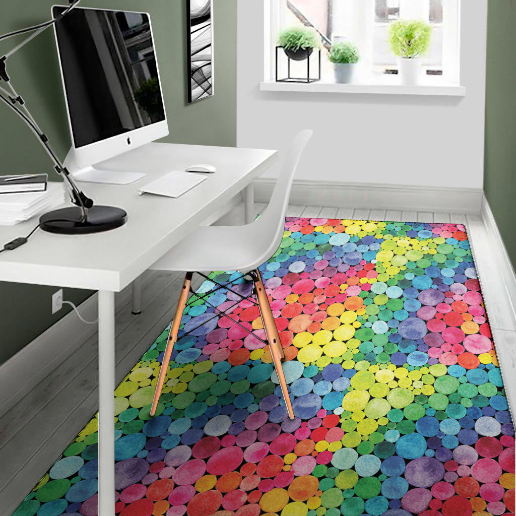 Watercolor Rainbow Pattern Print Area Rug