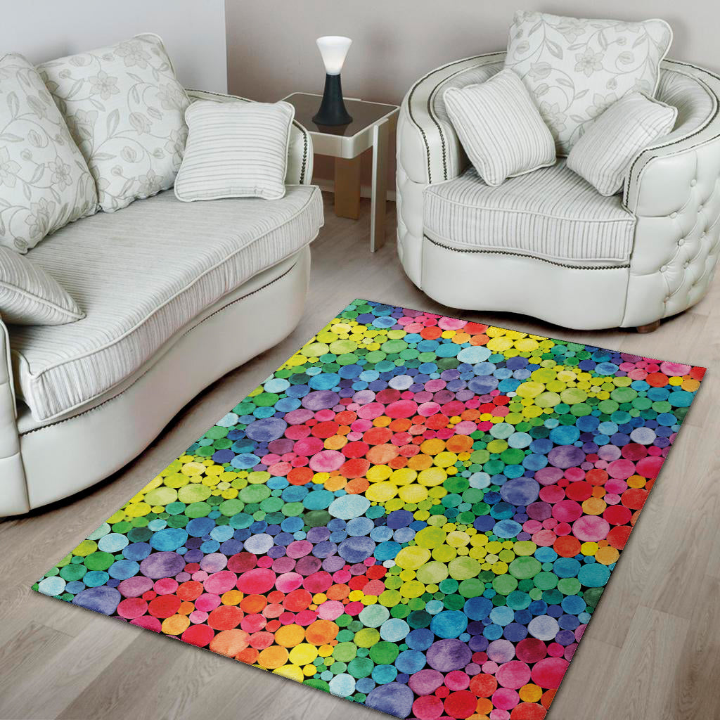 Watercolor Rainbow Pattern Print Area Rug
