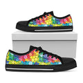 Watercolor Rainbow Pattern Print Black Low Top Sneakers