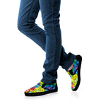 Watercolor Rainbow Pattern Print Black Slip On Shoes