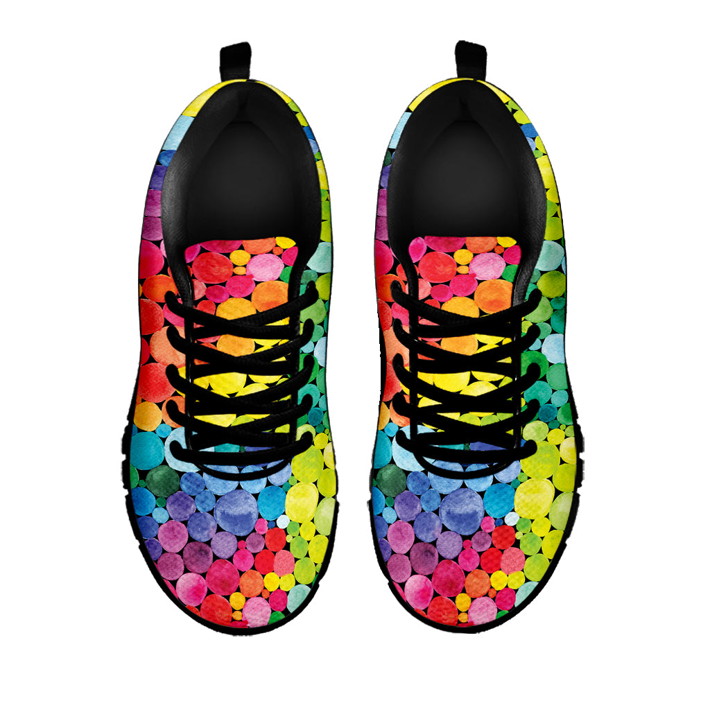 Watercolor Rainbow Pattern Print Black Sneakers