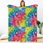 Watercolor Rainbow Pattern Print Blanket