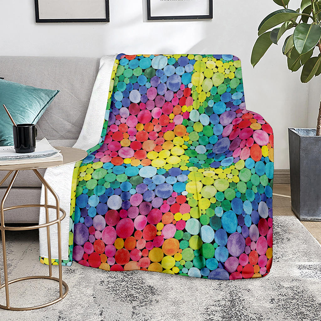 Watercolor Rainbow Pattern Print Blanket