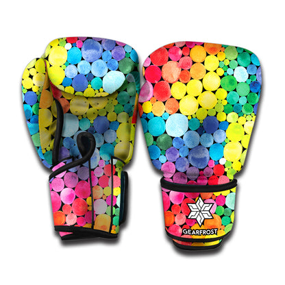 Watercolor Rainbow Pattern Print Boxing Gloves