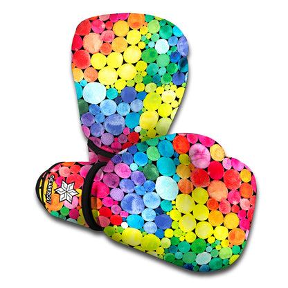 Watercolor Rainbow Pattern Print Boxing Gloves