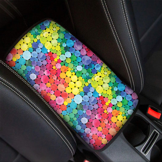 Watercolor Rainbow Pattern Print Car Center Console Cover