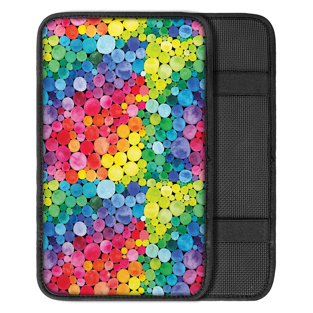 Watercolor Rainbow Pattern Print Car Center Console Cover