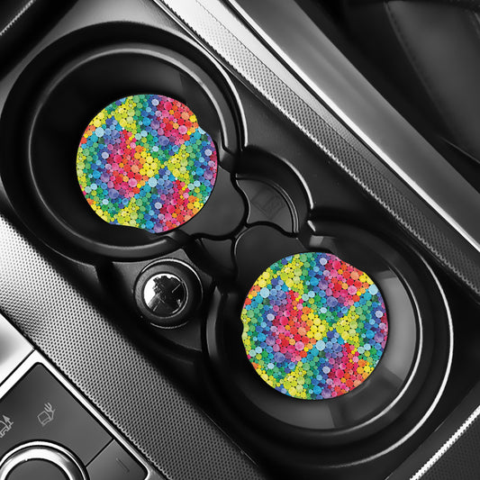 Watercolor Rainbow Pattern Print Car Coasters