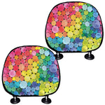 Watercolor Rainbow Pattern Print Car Headrest Covers